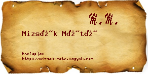 Mizsák Máté névjegykártya